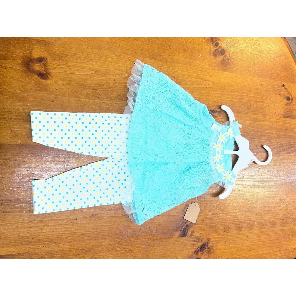 Small Wonders Baby Girl Lace Top & Polka Dot Pants Set 6–9M